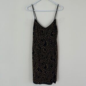 Gilar 100% Silk Vintage Beaded Sleeveless Dress